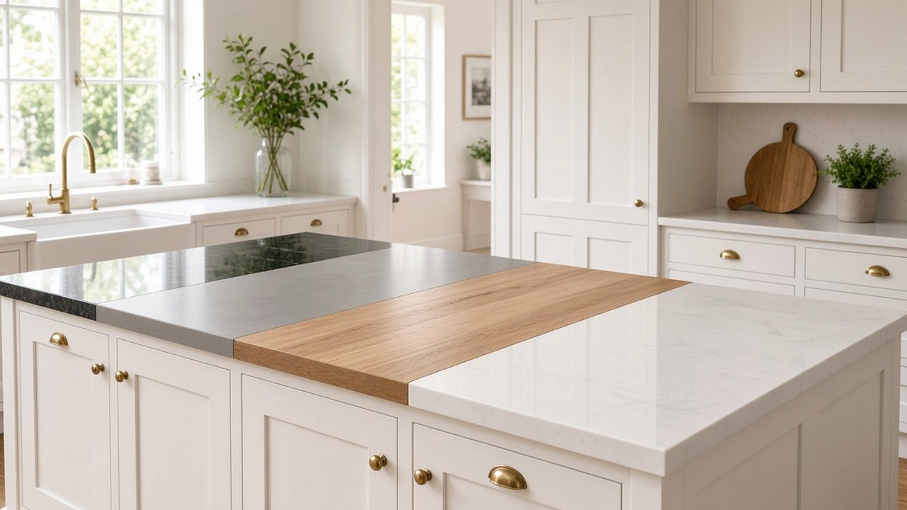 Bright London rental flat kitchen with a durable white Corian worktop ready for new tenants